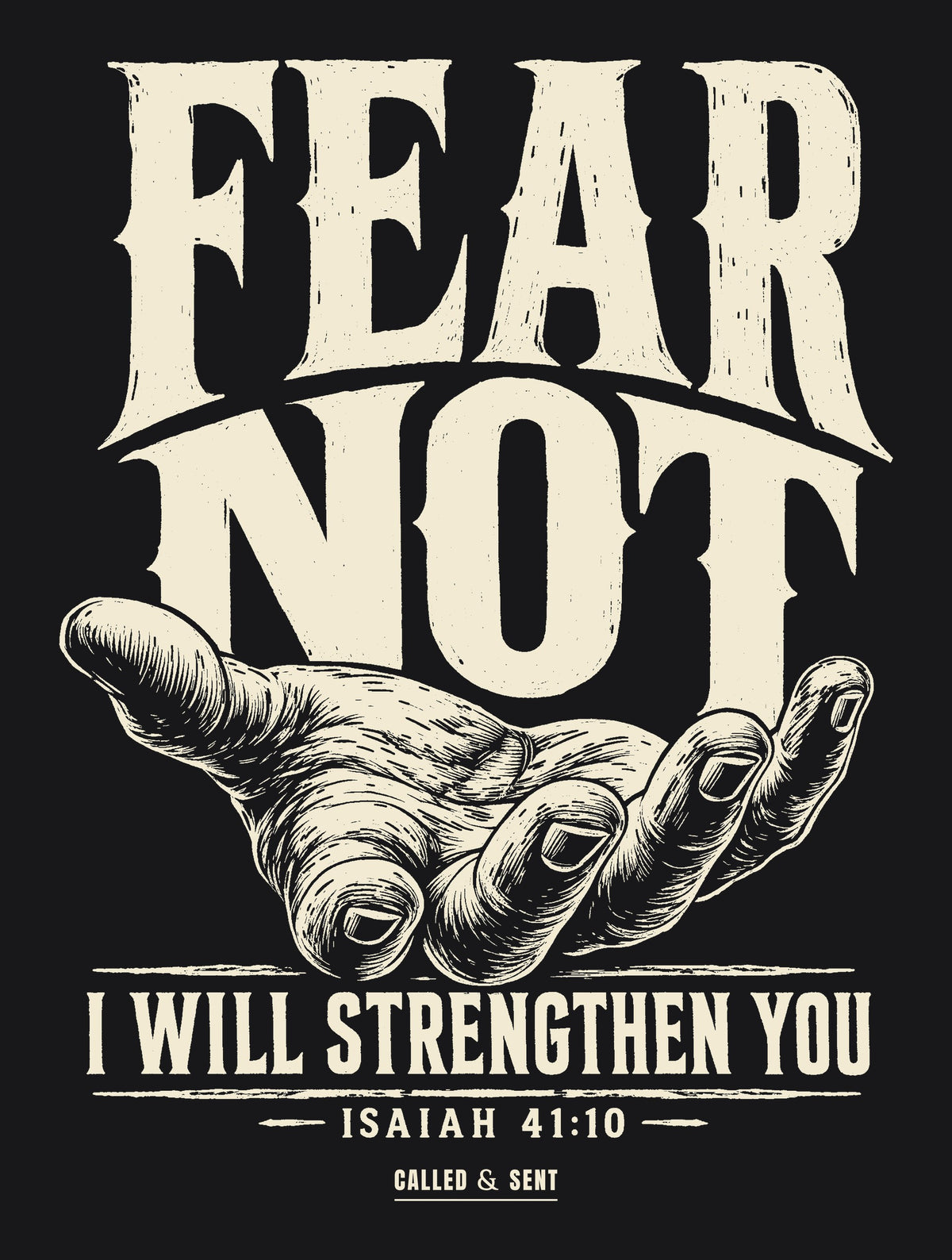 Fear Not back print artwork detail, Isaiah 41:10