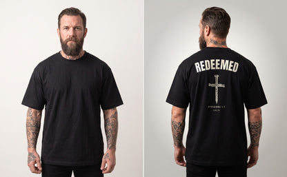 Front and back view of the heavyweight tee
