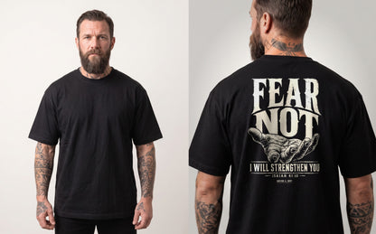 Front and back view of the heavyweight tee