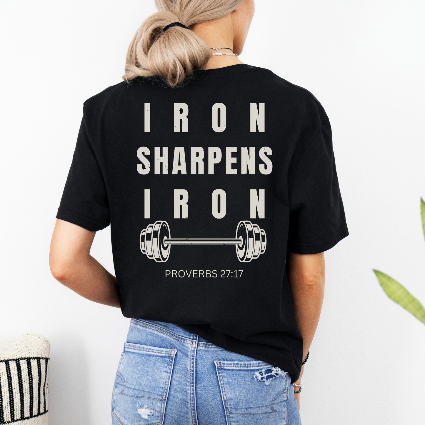 Iron Sharpens Iron Mens Christian Gym Shirt Lifter Tee Proverbs 27:17 Faith Fitness Apparel Christian Streetwear Gift Husband Son Dad