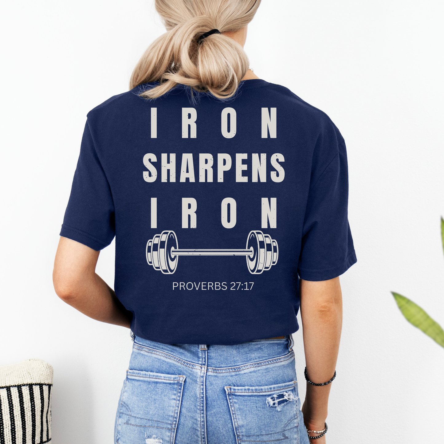 Iron Sharpens Iron Mens Christian Gym Shirt Lifter Tee Proverbs 27:17 Faith Fitness Apparel Christian Streetwear Gift Husband Son Dad