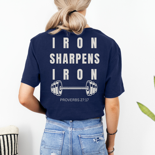 Iron Sharpens Iron Mens Christian Gym Shirt Lifter Tee Proverbs 27:17 Faith Fitness Apparel Christian Streetwear Gift Husband Son Dad