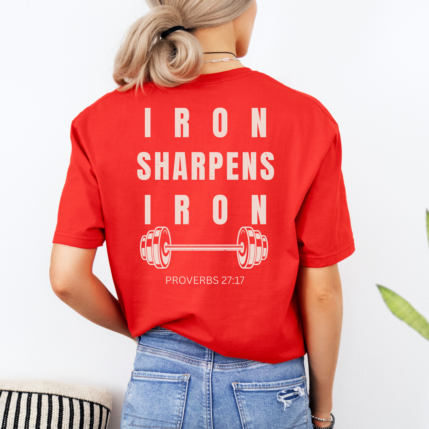 Iron Sharpens Iron Mens Christian Gym Shirt Lifter Tee Proverbs 27:17 Faith Fitness Apparel Christian Streetwear Gift Husband Son Dad