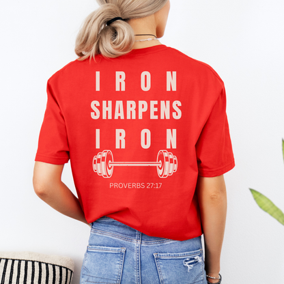 Iron Sharpens Iron Mens Christian Gym Shirt Lifter Tee Proverbs 27:17 Faith Fitness Apparel Christian Streetwear Gift Husband Son Dad