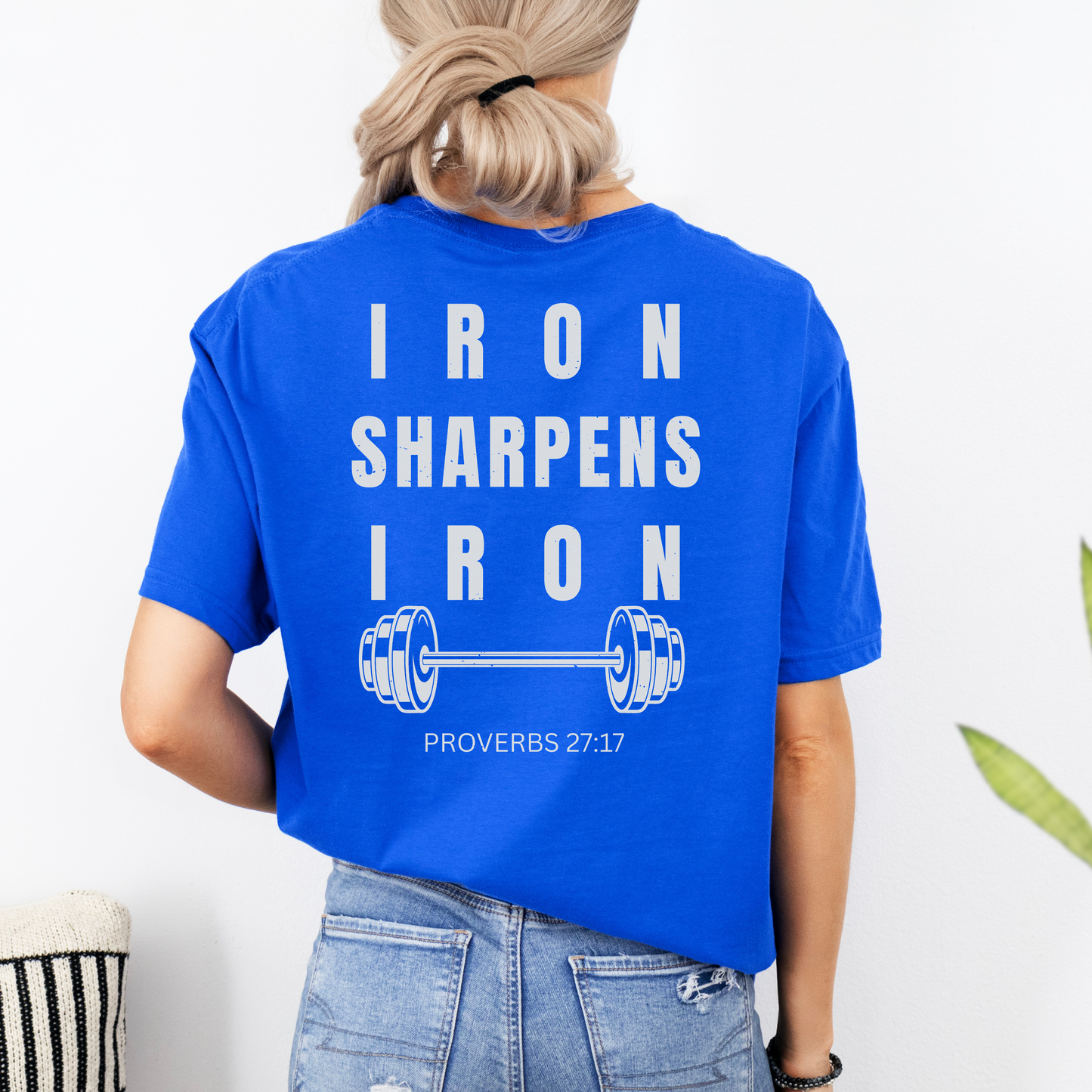 Iron Sharpens Iron Mens Christian Gym Shirt Lifter Tee Proverbs 27:17 Faith Fitness Apparel Christian Streetwear Gift Husband Son Dad