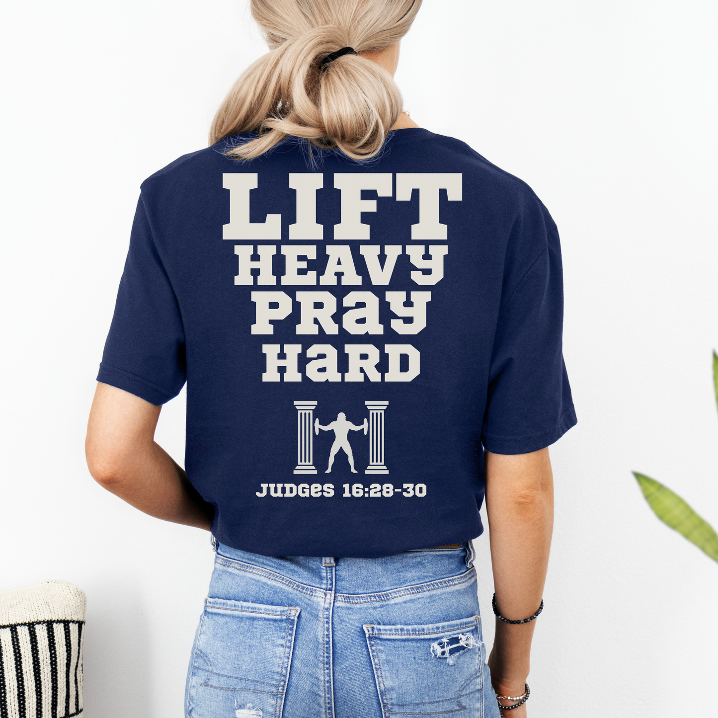 Lift Heavy Pray Hard Mens Christian Gym Shirt Lifter Tee Judges 16 Samson Faith Fitness Apparel Christian Streetwear Gift Husband Son Dad