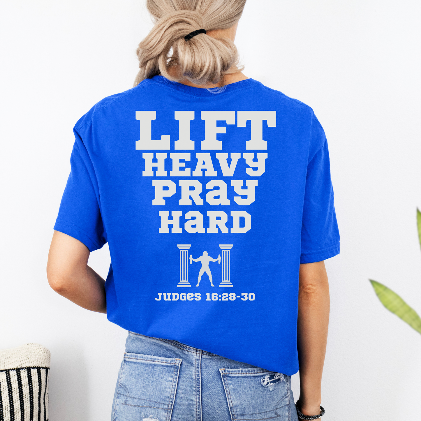 Lift Heavy Pray Hard Mens Christian Gym Shirt Lifter Tee Judges 16 Samson Faith Fitness Apparel Christian Streetwear Gift Husband Son Dad